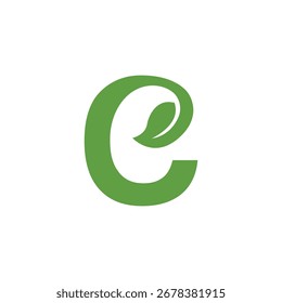 A green letter C logo with a leaf inside, symbolizing eco friendly, nature, and sustainability. Perfect for environmental, organic, or green businesses.