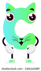 Ilustración vectorial de la letra verde C sobre fondo blanco