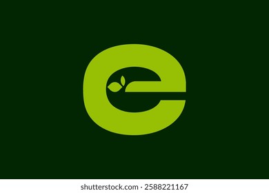 green letter e leaf logo business vector design template, bold nature E symbol logo design vector ideas. pictogram letter e and leaf icon logo business design vector illustration with clean style