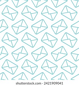 Green letter envelops seamless pattern. Vector Repeating Background.