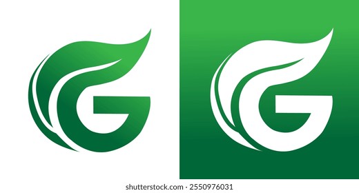 A green letter "G" logo design incorporating leaf elements, symbolizing eco-friendliness and sustainability