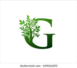 Green Letter G Nature Tree Logo Icon. 