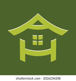 green letter a and h vector icon