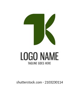 Green Letter K With Leaf Logo