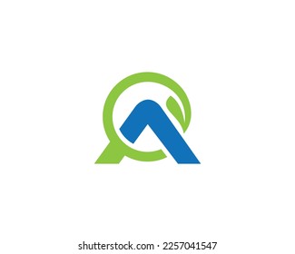 Green Letter A Logo Design With Leaf Symbol Creative Concept Vector.