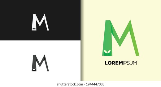 green letter m logo set idea template vector