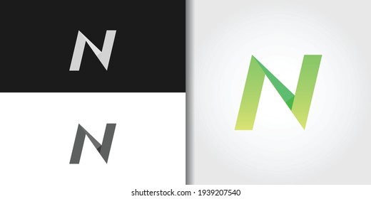 letra verde n conjunto de logotipo plantilla vector