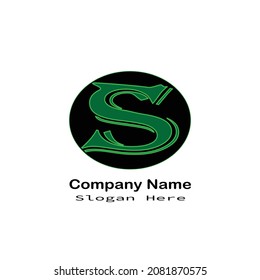 Green letter s logo and black circle behind the logo on a white background.