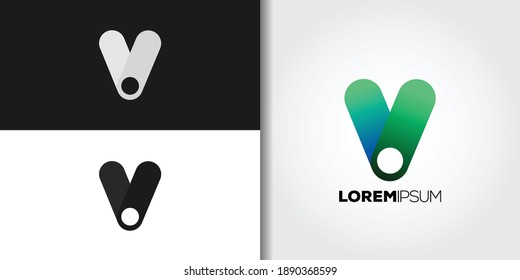green letter v logo set brand idea template vector