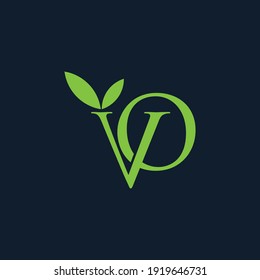 Diseño de logotipo de hoja VO carta verde