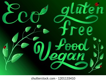 Green Lettering environmental labeling for a safe healthy product.Vector Illustration