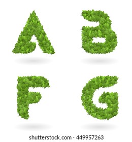 green lettering garden illustrator vector illustration of letter set of green leaves font design logo elements of farm organic eco bio label template green lettering garden illustrator plant tree summ