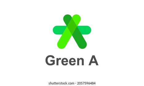 Green A lettering logo. Green plus A vector logo