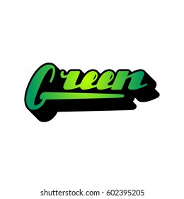 Green lettering.Juice hand written lettering, smoothie logo, label or badge for groceries, fruit stores, packaging and advertising. Vector illustration design, motivational hand drawn poster or banner