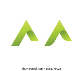 Green letters A on white background. Logo templates in twisted ribbon form.