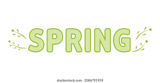 Green letters of the word, Spring. Lettering or text for design.