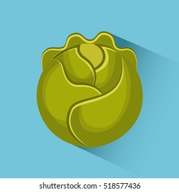 green lettuce food icon over blue background. vector illustration