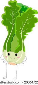  Green lettuce. Organic vegetarian nutrition. Vector flat illustration.
Kawaii drawing with smiling kawaii lettuce character.