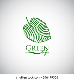 Green life doodle leaf like logo icon. Eco friendly business identity