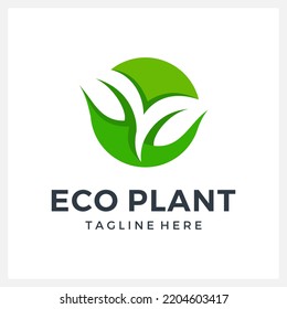 green life eco plant logo design concept