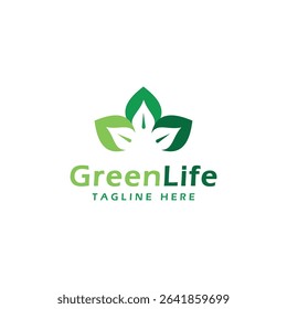 green life logo design leaf creative modern minimal concept