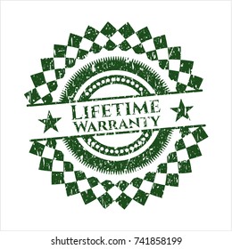 Green Life Time Warranty distress rubber stamp
