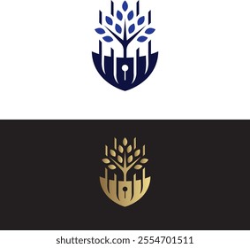 Green LifeBio Tech Nature's Code logo design 