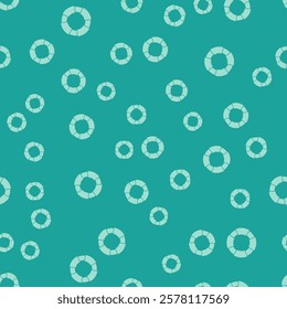 Green Lifebuoy icon isolated seamless pattern on green background. Lifebelt symbol.  Vector