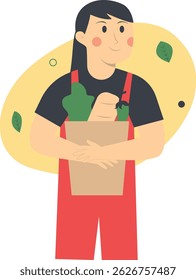 Green Lifestyle Person Character in Cartoon Design. Vector Illustration
