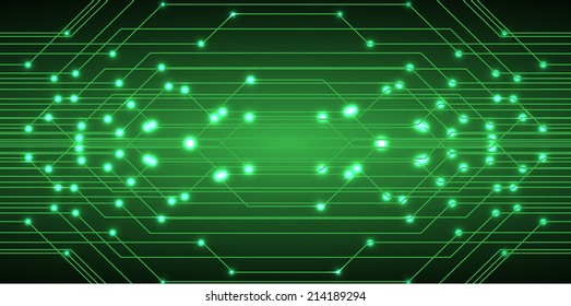 Green Light Abstract Technology background for graphic and website, circuit board.