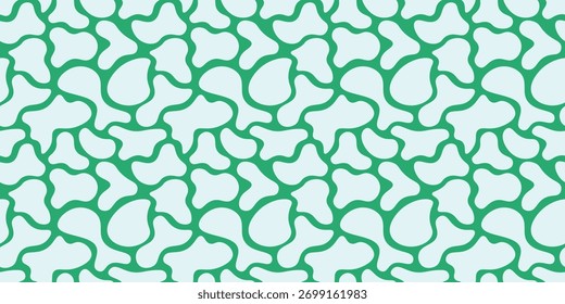 Green and light blue seamless abstract organic pattern with fluid shapes forming contemporary design ideal for wallpaper textiles packaging and modern decorative backgrounds