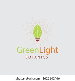 Green Light Botanics Nature Logo Vector Template