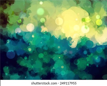 Green light brush strokes background. Vector version