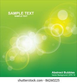 Green light bubbles abstract vector background in eps10 format