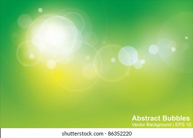 Green light bubbles abstract vector background in eps10 format