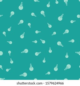 Green Light bulb with concept of idea icon isolated seamless pattern on green background. Energy and idea symbol. Inspiration concept.  Vector Illustration