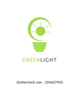 Green light bulb concept logo template Free vector