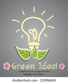  green light bulb, ecological concept, vector illustration
