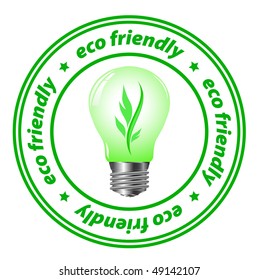 green  light bulb emblem - ecological