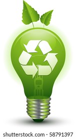 Concepto de entorno de bombilla de luz verde