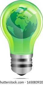 bombilla verde con globo interior