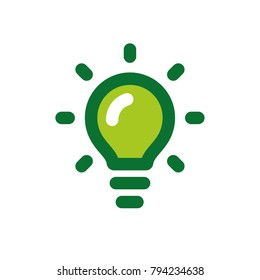 Green light bulb icon, ecological energy, bright idea