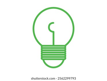 Green light bulb icon on white background