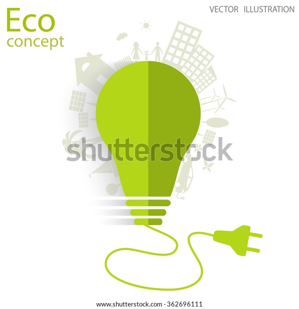 Green\
light, Light bulb idea, creative drawing ecological concepts, With\
happy family stories, idea. Vector illustration.\
