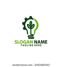 green light bulb industry logo design vector