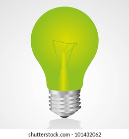 green light bulb Isolated on white background