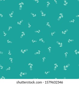 Green Light bulb with leaf icon isolated seamless pattern on green background. Eco energy concept. Alternative energy concept.  Vector Illustration