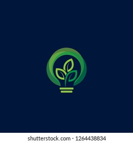 green light bulb leaf symbol logo vector.  Logo of green energy. Stylized eco logo biofuel. Renewable green energy logo - Vector