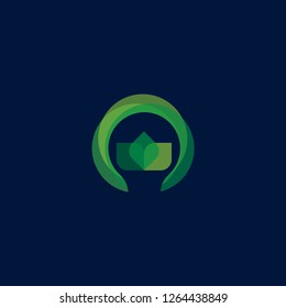 green light bulb leaf symbol logo vector.  Logo of green energy. Stylized eco logo biofuel. Renewable green energy logo - Vector