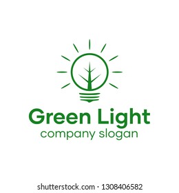 Green Light Bulb Logo Design Idea
